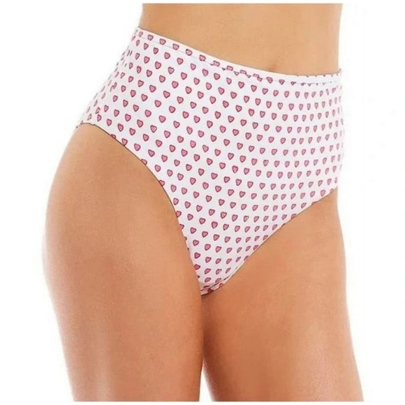 Roller Rabbit High Rise Heart Print Bikini Bottom White Size M NWT - Picture 1 of 8